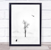 Crows Tree Snow Birds Carzago Bird High Key High-Key Lonely Wall Art Print