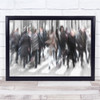 People Crossing Street Panoramic Long Exposure illustration Wall Art Print