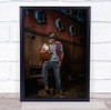 Portrait Cross Man Sunglasses Hat Attitude Jeans Cowboy Bag Wall Art Print