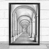 Architecture Copenhagen Denmark Monochrome Archway Arcades Wall Art Print