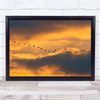 Crane Sunset Heaven Birds Formation Bird Flight Fly Flying Wall Art Print