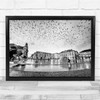Bird Formation Flock Cityscape Urban Square Black & White Wall Art Print