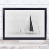 Black & White Sailing Boat Black Sail Motion Blur Minimal Wall Art Print
