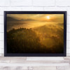 Countryside Rural Landscape Aerial Sun Hill Fog Mist Haze Wall Art Print