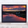 Iceland Water Landscape River Red House Farm Rural Sunset Wall Art Print