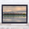 Panoramic Train Railway Tracks Salt Lake Water reflection Wall Art Print