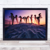 Vietnam Woman Silhouette Pastel Sunset Purple Orange Sand Wall Art Print