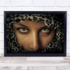 Woman Portrait Scarf Look Looking Blue Eyes Eye Girl Veil Wall Art Print