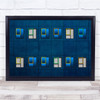 Architecture Abstract Windows Lines Blue Geometry Shapes Wall Art Print