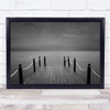 Black & White Bridge Pier Barrier Moody Clouds Sky Storm Wall Art Print