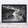 Black & White Lake Trails Water Sand Hills Big and Small Wall Art Print