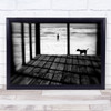 Costa Nova Beach Portugal Winter Man Alone Dog Sea Shore Wall Art Print