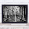 Creative Edit Reflective Street black and white building Wall Art Print