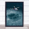 Helicopter Hovering Sea Wave Coast Training Flight Guard Wall Art Print