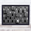 Memory Rectangle Windows Checkers building Black & White Wall Art Print