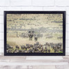 Nature Animal Wildebeest Elephant Couple Mother Cub Baby Wall Art Print