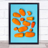 Orange peppers Blue background Sao Paulo Orange And Blue Wall Art Print