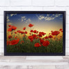 Poppy Field Flower Summer Flowers Landscape Meadow Grass Wall Art Print