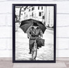 Rain Pioggia Street Mood Umbrella Bike Lucca Italy Rainy Wall Art Print