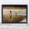 Landscape A Little Action dog beach walking running sea Wall Art Print