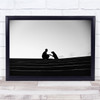 Man and Dog Monochrome Black-and-white Urban Silhouette Wall Art Print