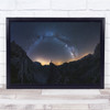 Panoramic dusk mountains galaxy night sky constellation Wall Art Print