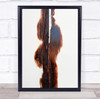 Woman Painting Brown Wood Wall Composition In And White Wall Art Print