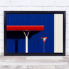 Abstract Urban Minimal Shadow Blue Red Sign Minimalism Wall Art Print