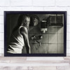 Conceptual Mirror Reflection Tap Woman Face Two Toilet Wall Art Print