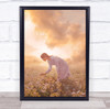 Gentle Touch woman in floral dress in field bright sky Wall Art Print Gentle Touch woman in floral dress in field bright sky Wall Art Print
