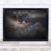 Landscape Flying Over The Peaks Birds Mountains Clouds Wall Art Print