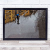 Umbrella Street Running Fast Speed Wet Impressionistic Wall Art Print