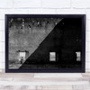 Black & White Concrete Windows Diagonal Shadow Square Wall Art Print