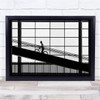 Graphic Black & White Contrast Man Pedestrian Bicycle Wall Art Print