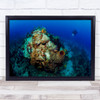 Ocean Blue Reef Underwater Sponge Guadeloupe Sea Dive Wall Art Print