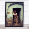 Rajasthan woman wearing sari and head robe in doorway Wall Art Print