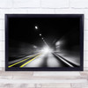 Tunnel Speed Motion Black & White Yellow Light Vision Wall Art Print