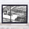 Winter Street Art woman sweep Pattern black and white Wall Art Print