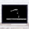 Black & White Gymnast Woman On Beam Sports Landscape Wall Art Print