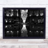 Black & White Roma Water Reflection Building Windows Wall Art Print