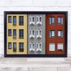 Building red yellow grey windows The Shape Of Colors Wall Art Print