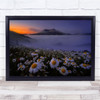 Morning Mist Mountain Sunrise Flower Daisy Landscape Wall Art Print