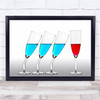 Still Life Glass Wine Liquid Red Blue Bowing Romance Wall Art Print