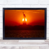 Sunset Statue Of Liberty Sun Orange Red Sky New York Wall Art Print