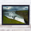 Waterfall Iceland Landscape Power Green Falls Stream Wall Art Print