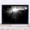 Action Skier Sun Glare Silhouette Winter Snow Sport Wall Art Print