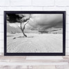 Africa Sand Dry Dried Withered tree black and white Wall Art Print