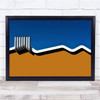 Architecture Abstract Roof Chimney blue and mustard Wall Art Print