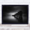 Black & White Boat Long Exposure Shipwreck Vignette Wall Art Print