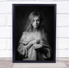 black and white woman long hair woman cold shoulder Wall Art Print